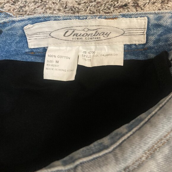 Vintage 90s Unionbay Denim Distressed Short Overalls with Leggings - M - Picture 7 of 9